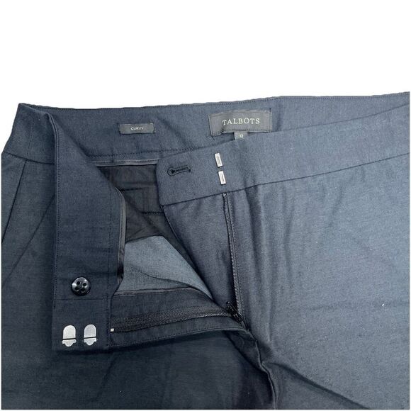 Talbots Curvy Fit Crop Pants 12 Black White Stripe Hem Pockets High Rise New - Picture 8 of 16